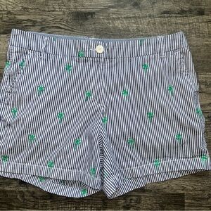 Crown & Ivy Blue and White Bermuda Shorts with Seersucker Stripes